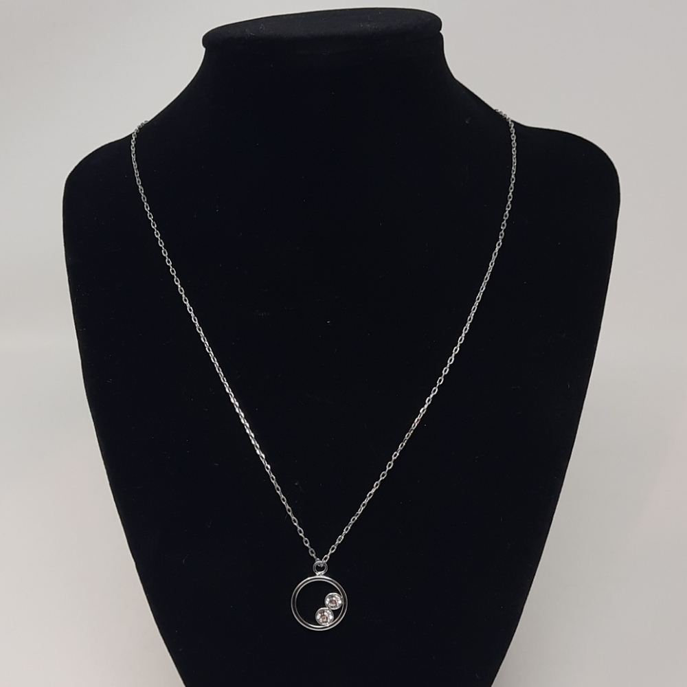 Swarovski Necklace silver-tone crystal circle